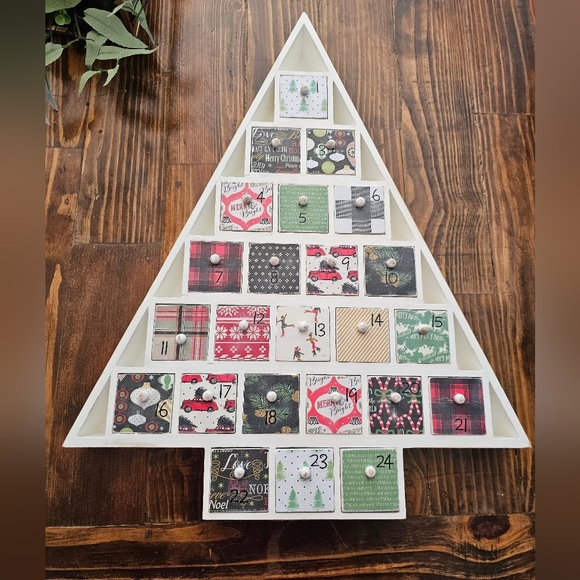 Hand Painted White Advent Tree - Picture 1 of 8